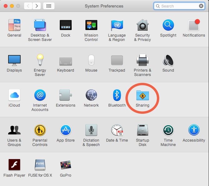 System Preferences on Macbook Pro.